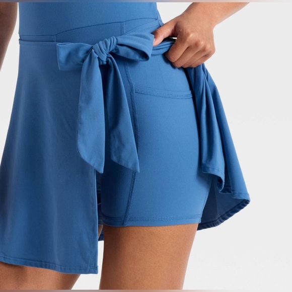 Joylab Women's Knit Front Tie Blue Active Dress. Size M. NWT. - Picture 3 of 3